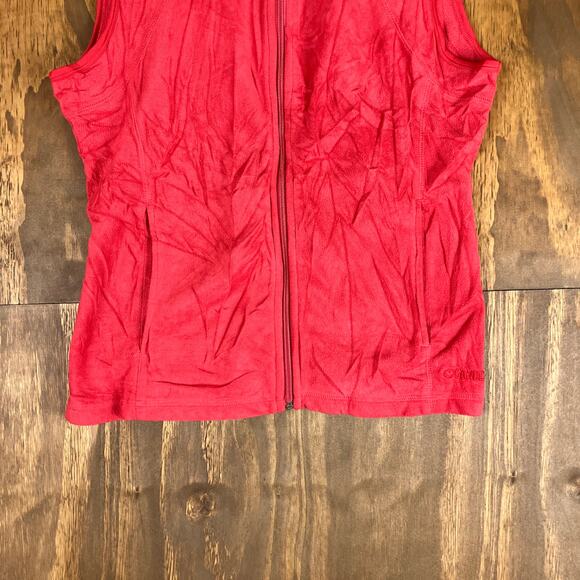 Gander Mtn Womens Vest Jacket Red Fleece Open Pockets Full Zip Stretch Medium - Picture 3 of 12